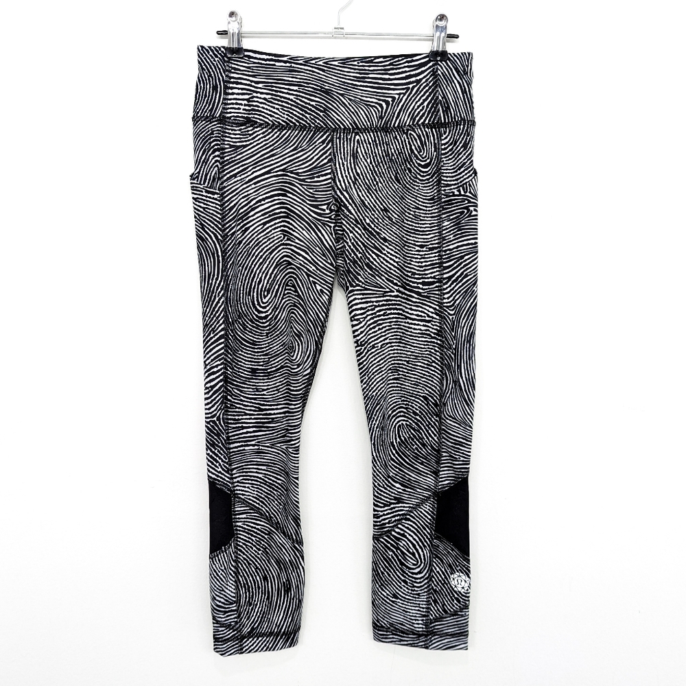 Rare Lululemon Seawheeze Pace Rival Crop Who Done It Black White
